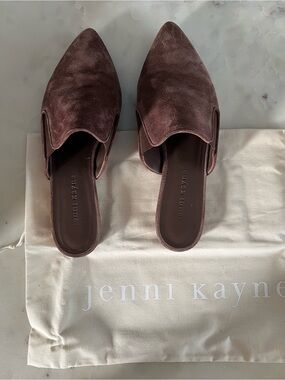 Jenni Kayne Brown Suede Pointed Backless Mules